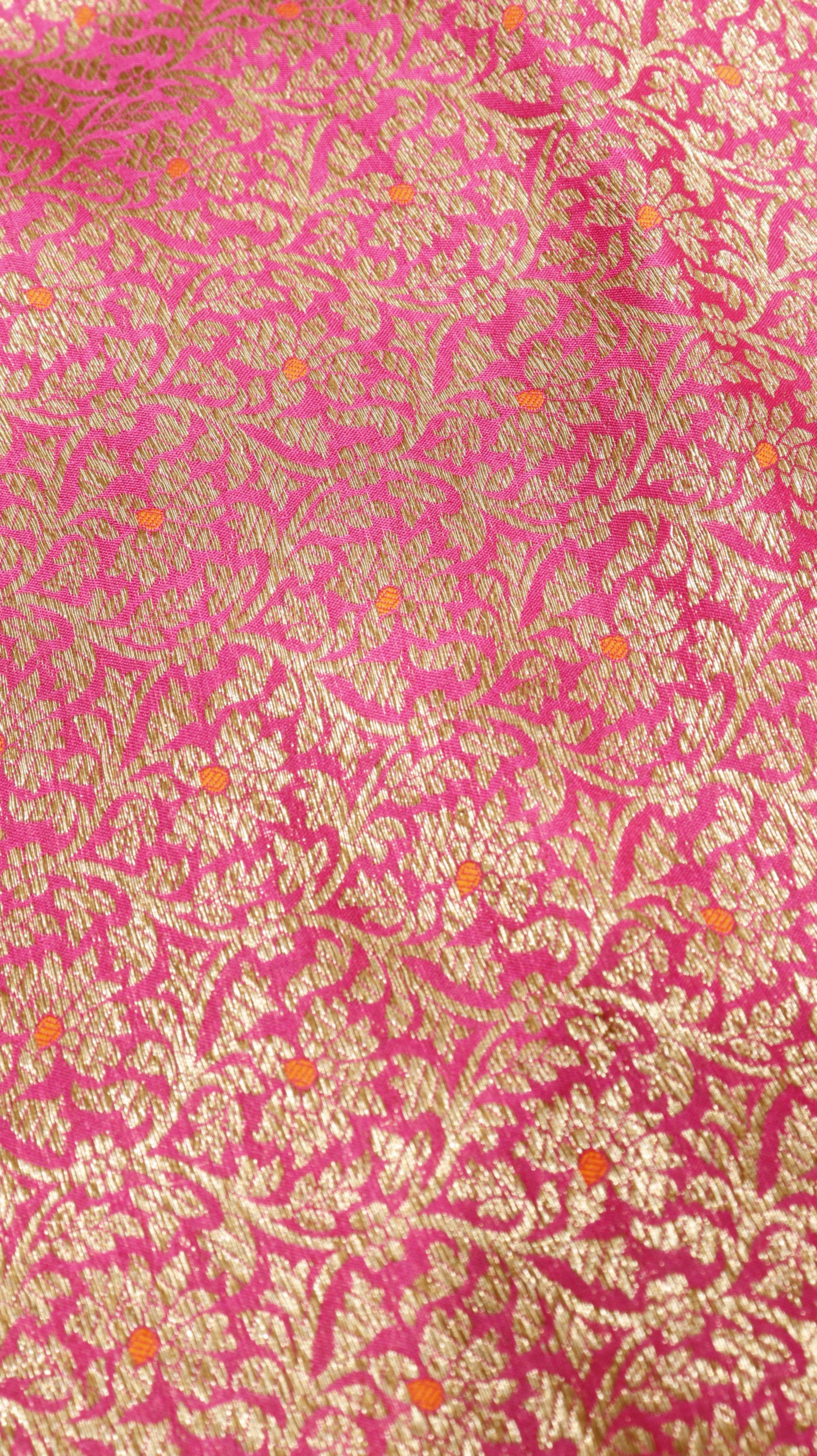Antique Brocade Katan Silk Saree - Raspberry Pink