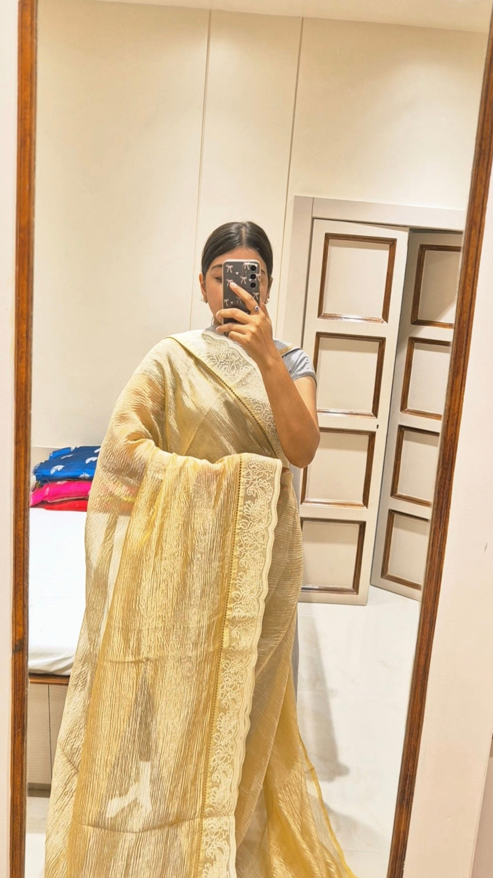Pure Crush Tissue Saree In Butter Yellow