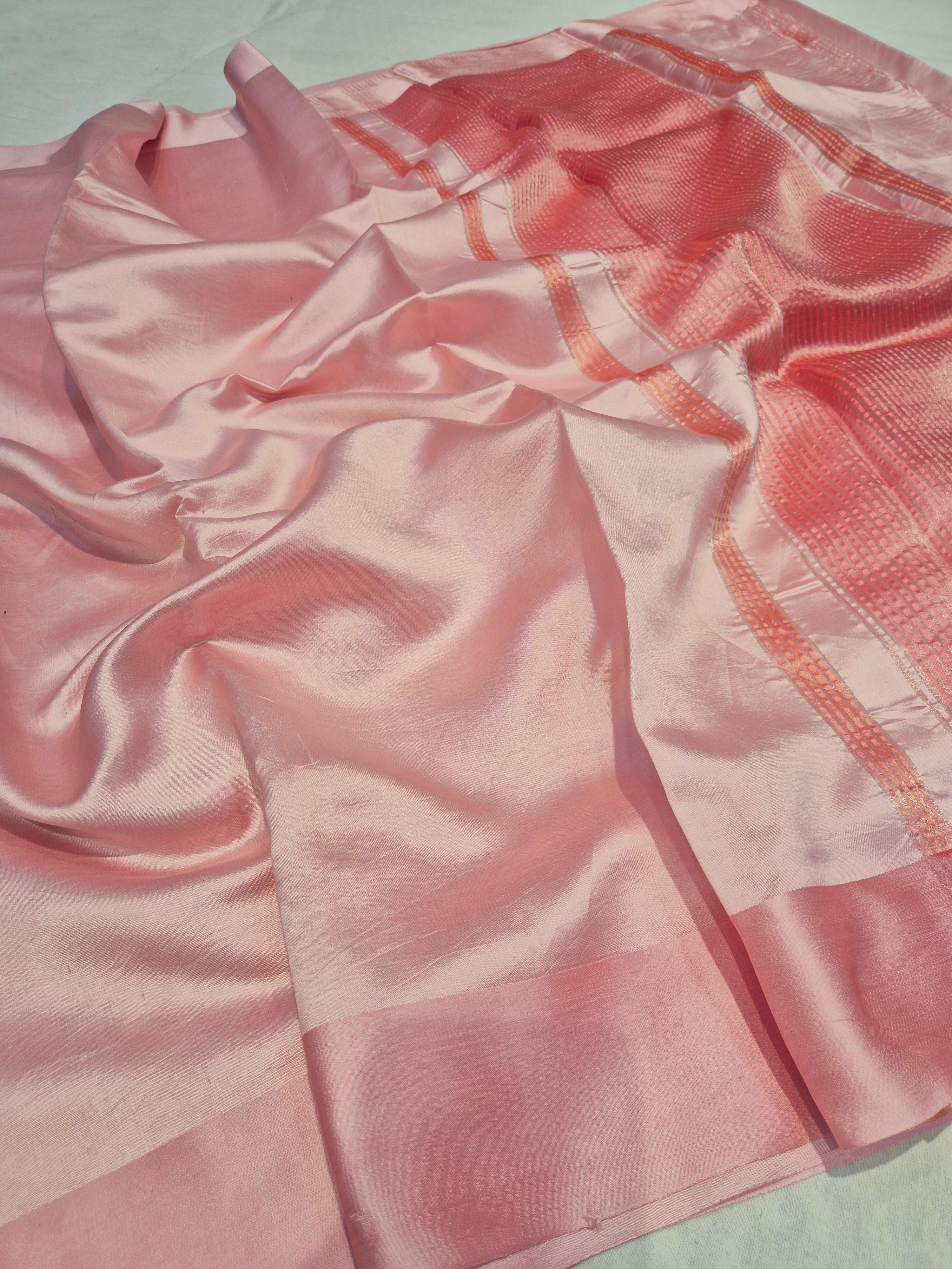Soft Katan Blush Pink Saree