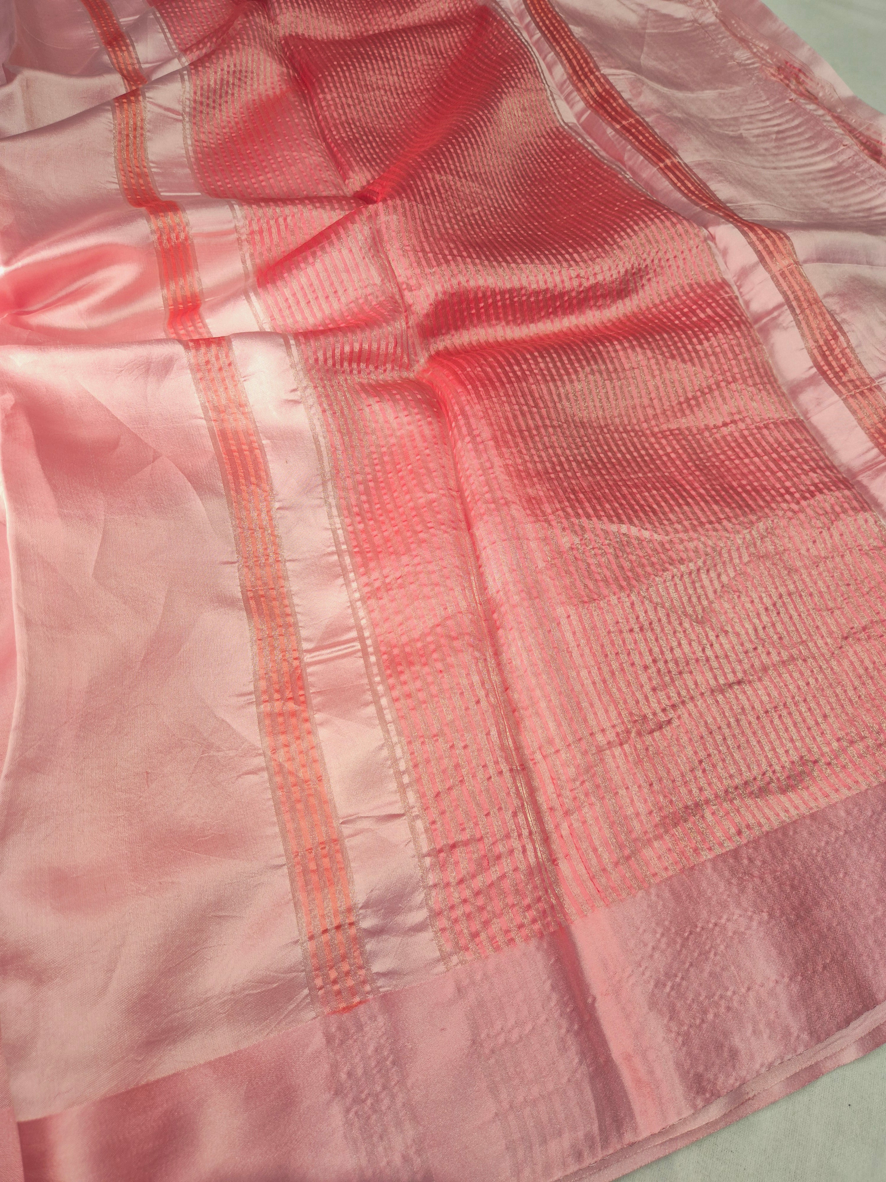Soft Katan Blush Pink Saree