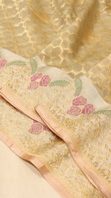Handloom Kora Silk Saree with Katan Border