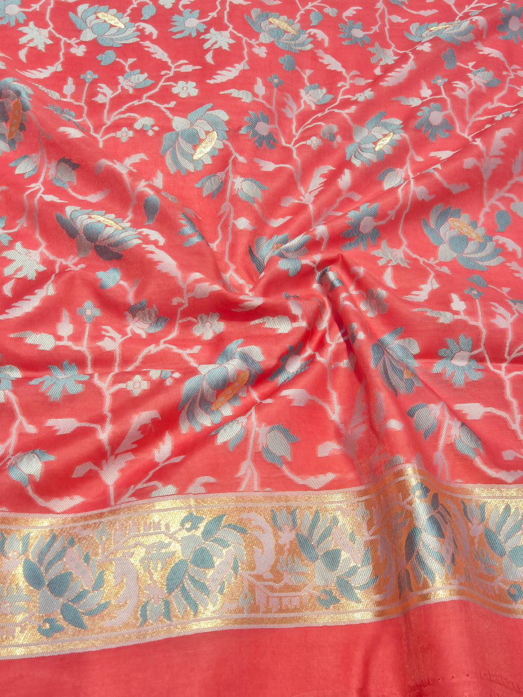 Banarasi Pure Cotton Suit Set - Peach