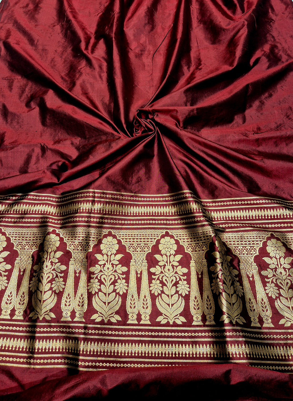 Pure Katan Silk Handloom Cord Set - Maroon