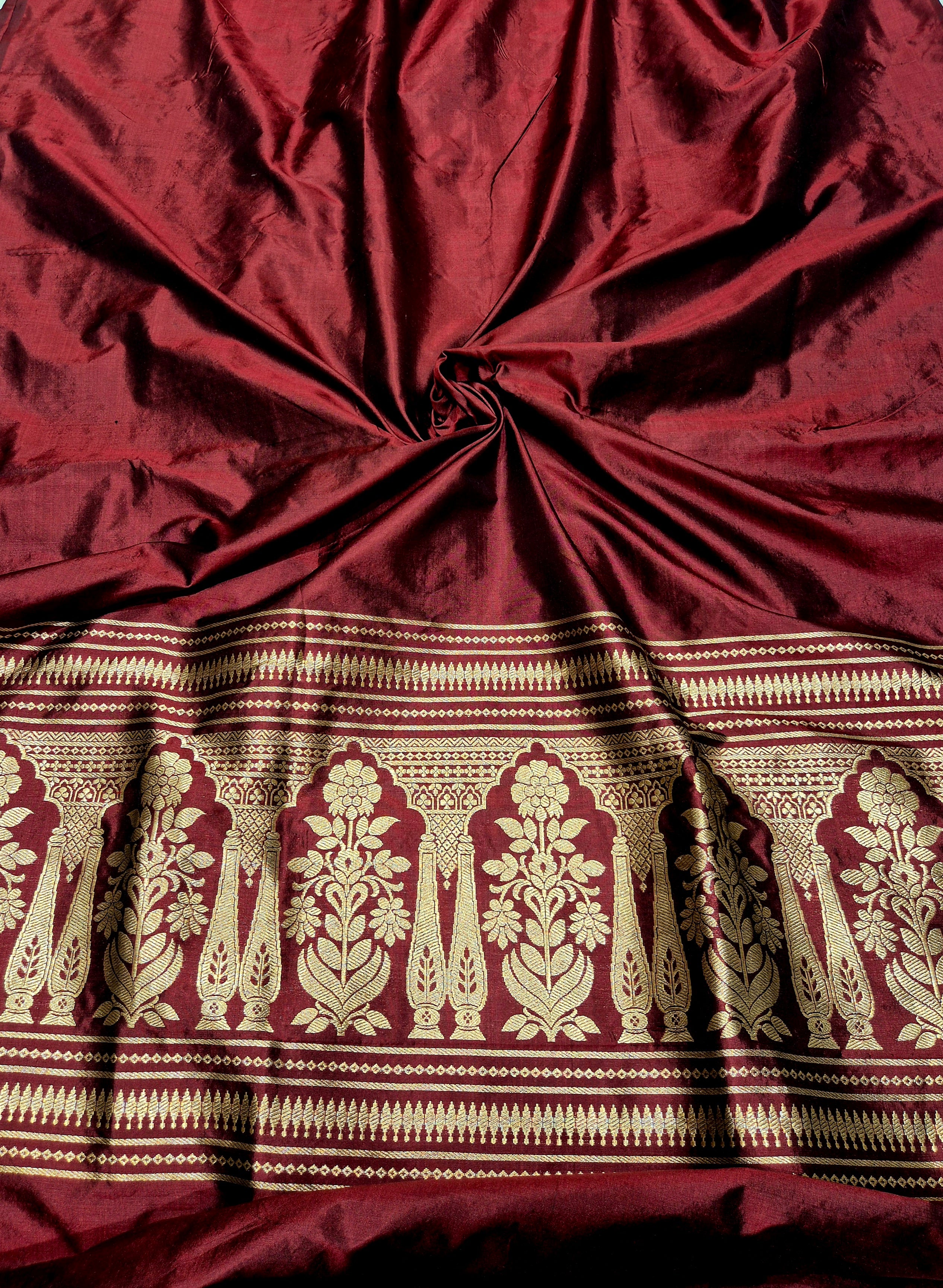 Pure Katan Silk Handloom Cord Set - Maroon