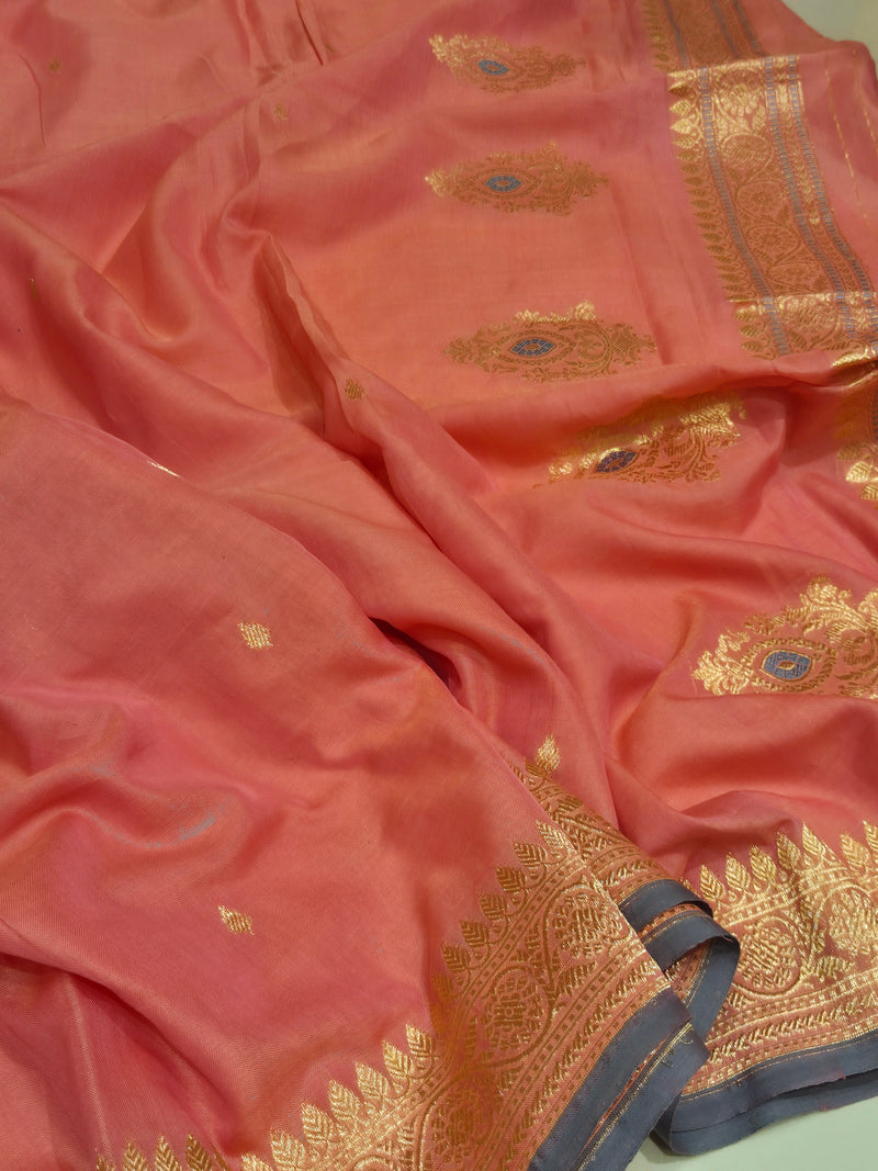 Handloom Moonga Silk Dupatta - Rose Pink