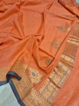 Handloom Moonga Silk Dupatta - Coral