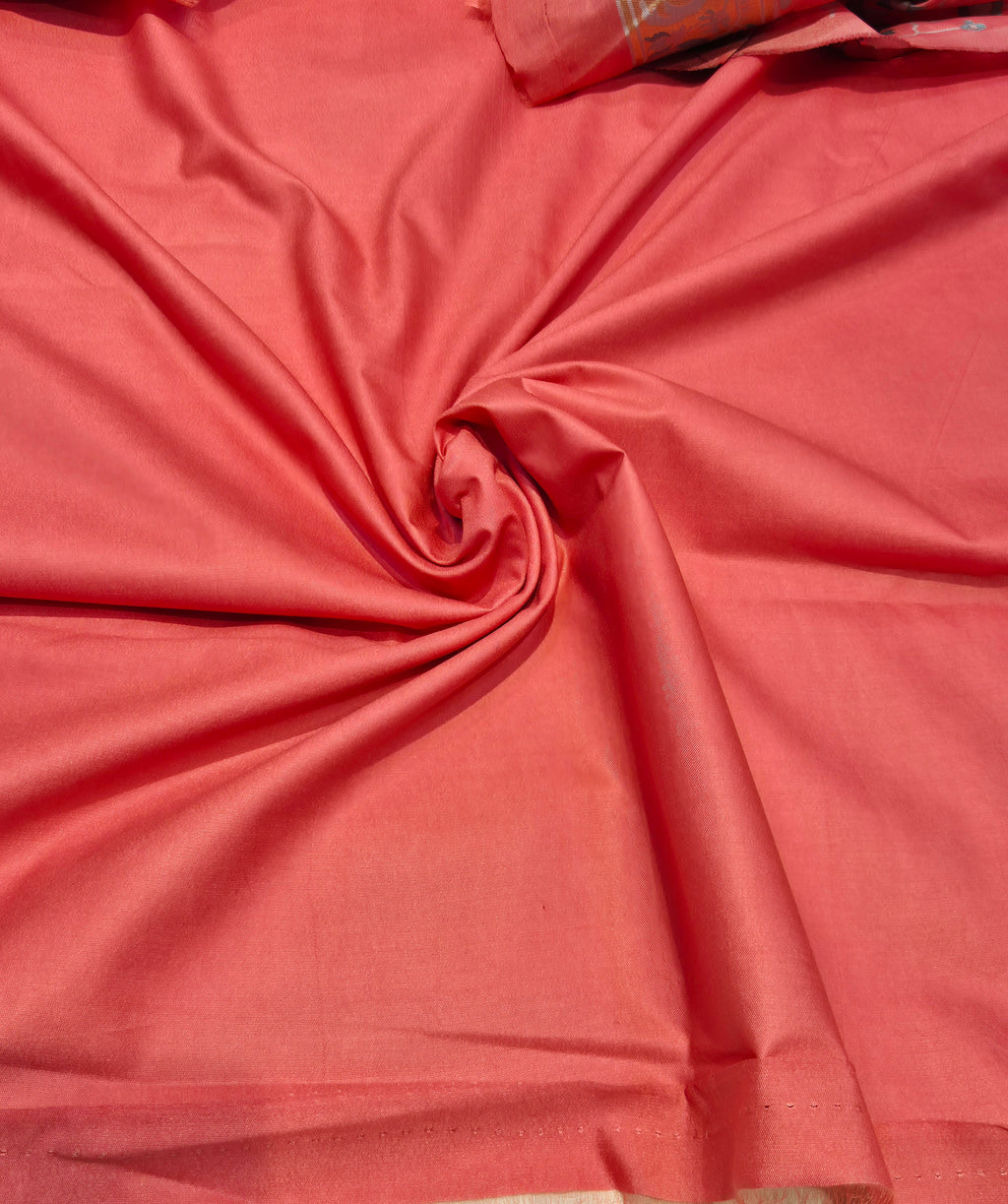 Banarasi Pure Cotton Suit Set - Peach