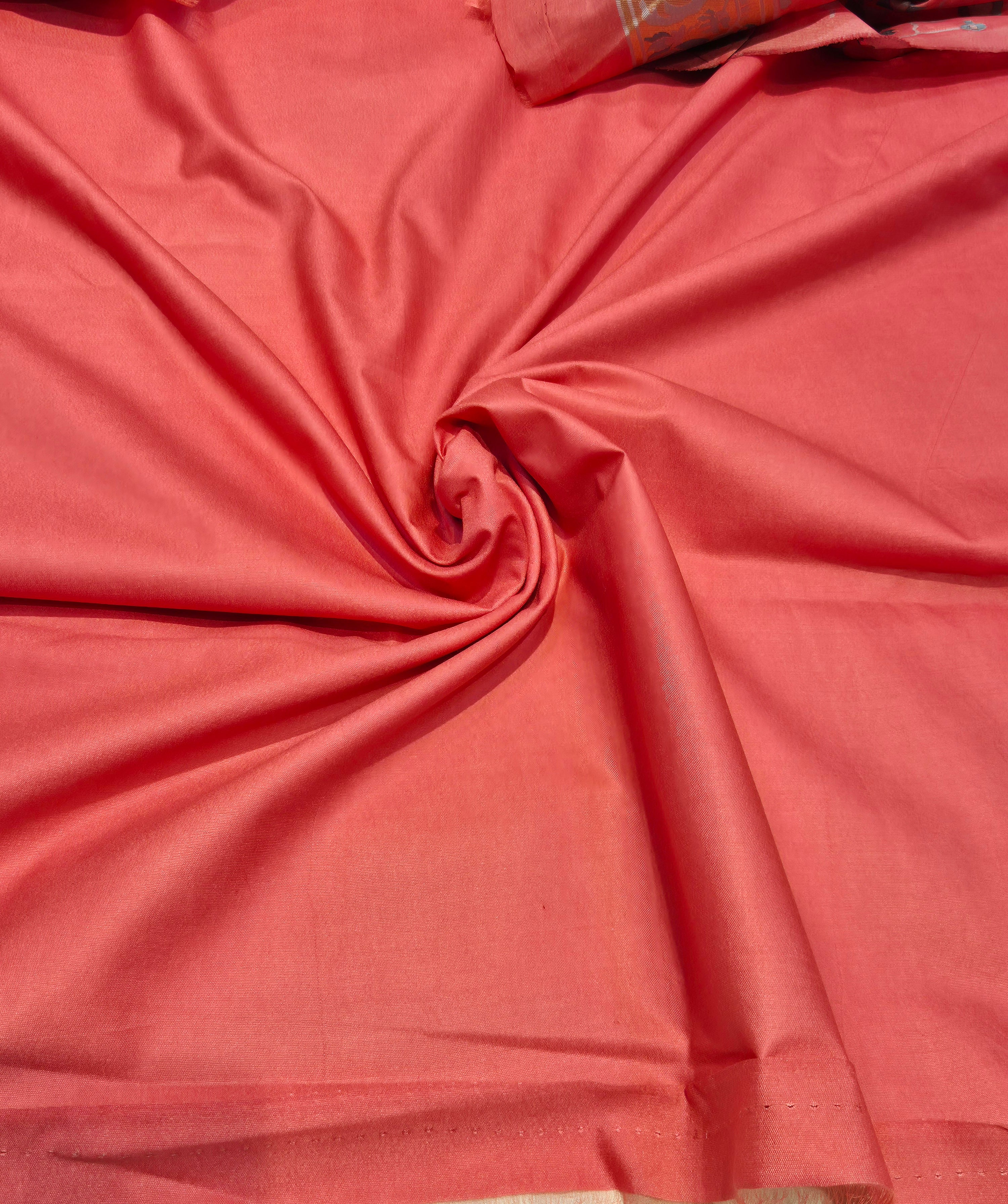 Banarasi Pure Cotton Suit Set - Peach