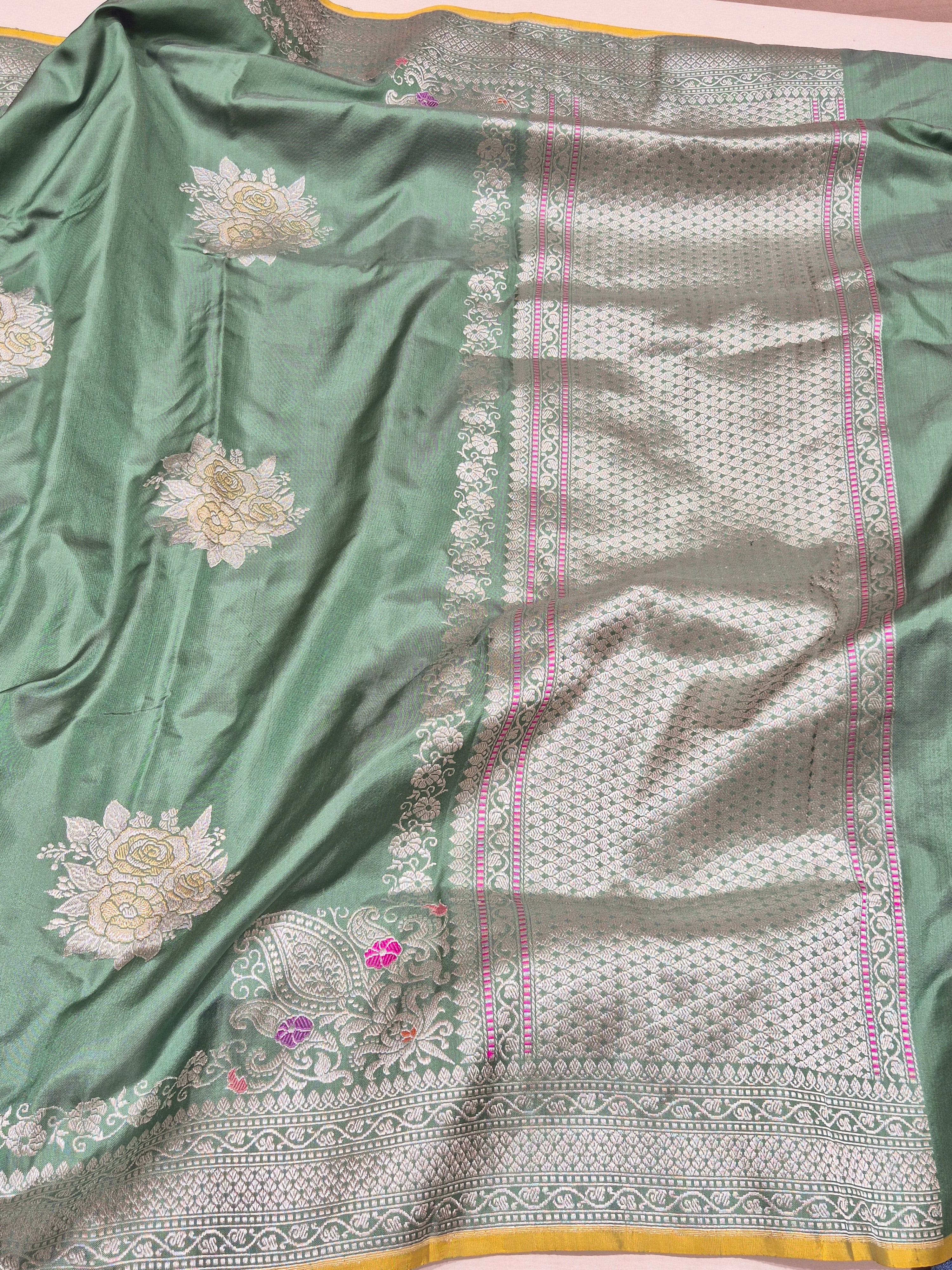 Banarasi Pure Katan Silk Handloom Saree - Green