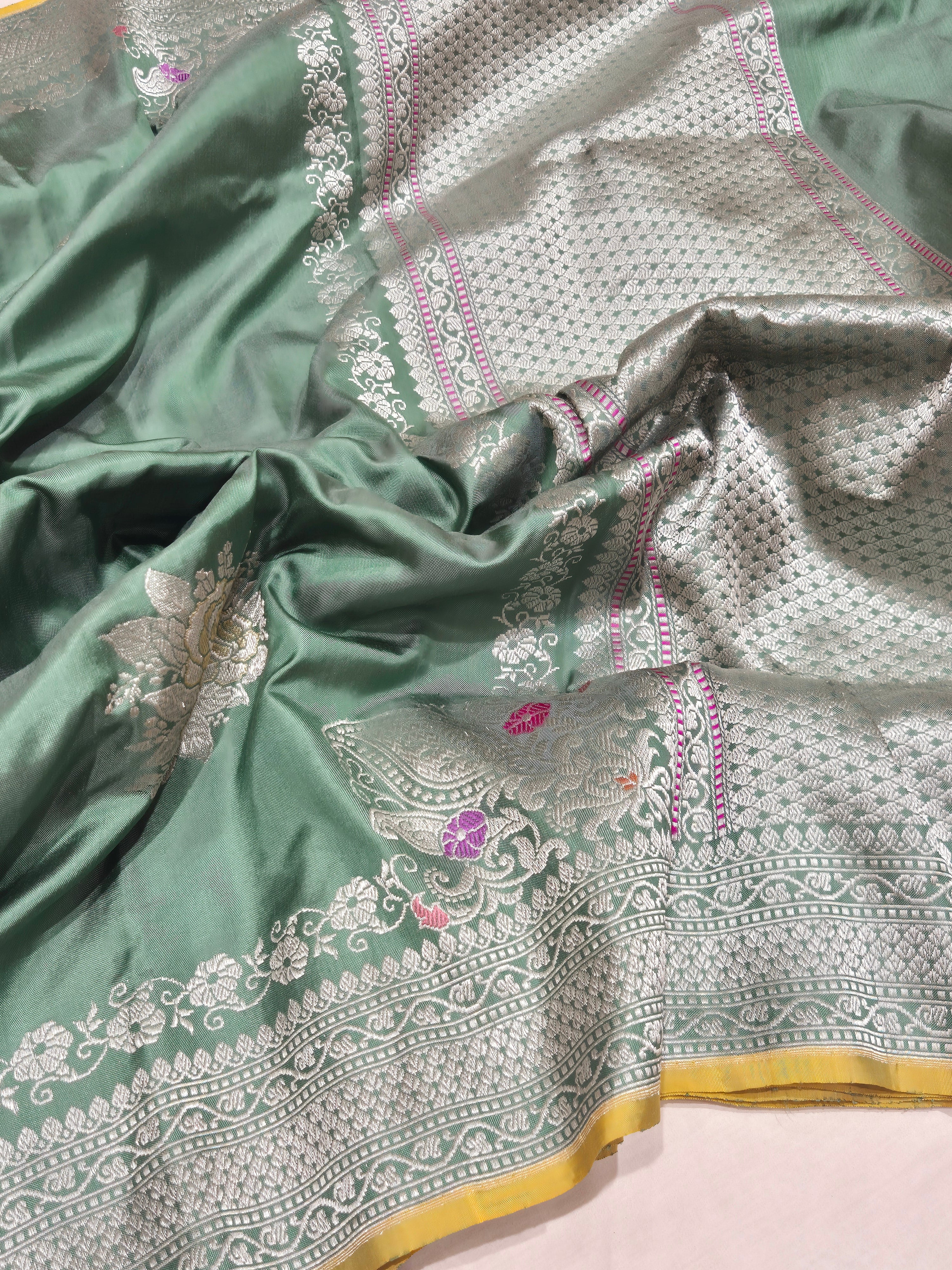 Banarasi Pure Katan Silk Handloom Saree - Green