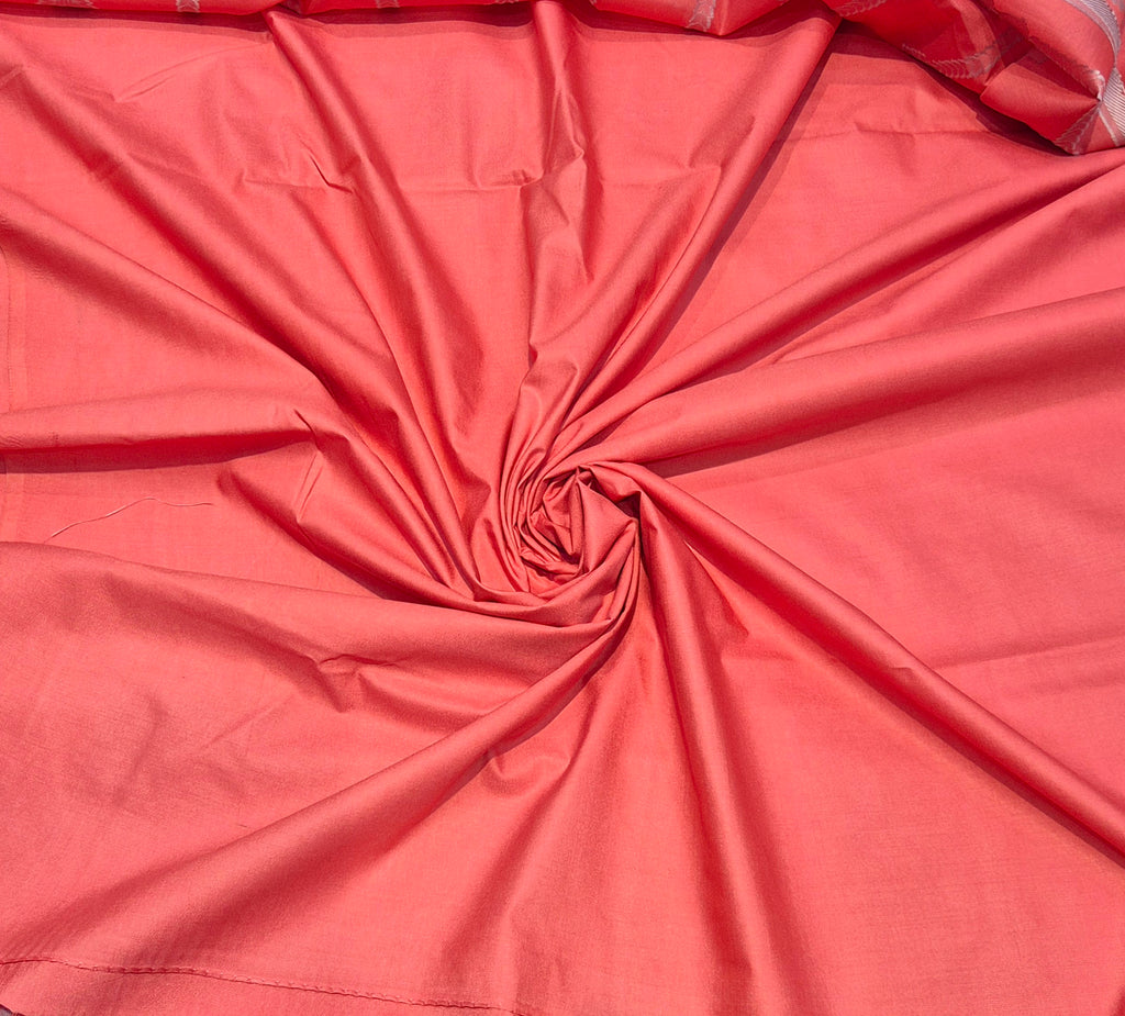 Banarasi Pure Cotton Suit Set - Carrot Pink