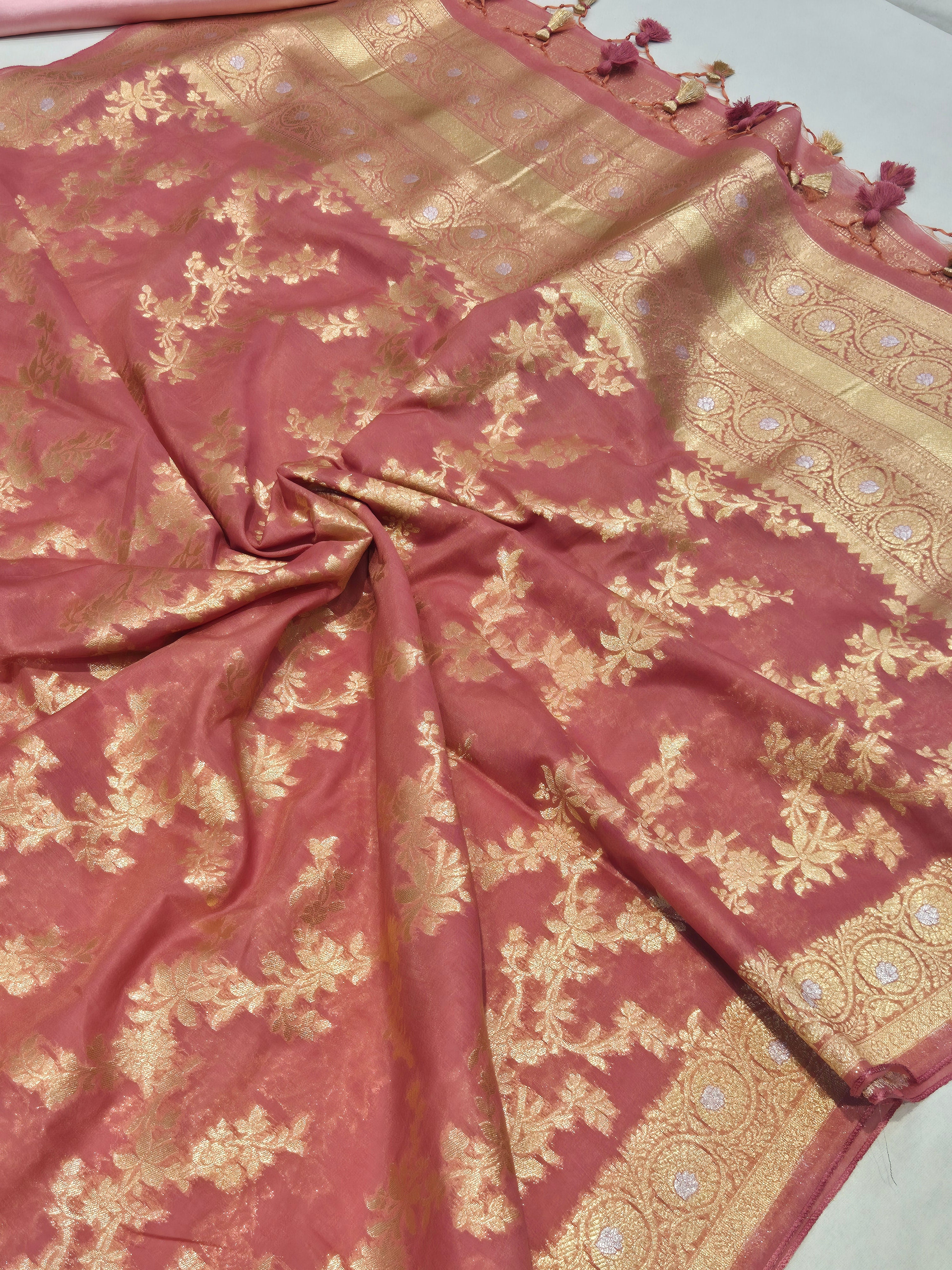 Banarasi Pure Cotton Suit Set - Onion Pink