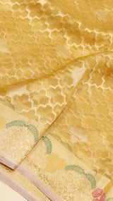 Handloom Kora Silk Saree with Katan Border