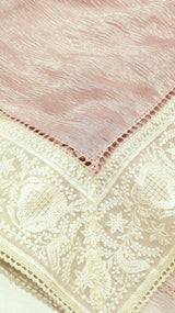 Handloom Crushed Tissue Saree With Cross- Stitched Border