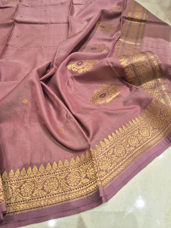 Handloom Moonga Silk Dupatta - Mauve