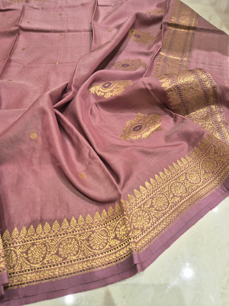 Handloom Moonga Silk Dupatta - Mauve