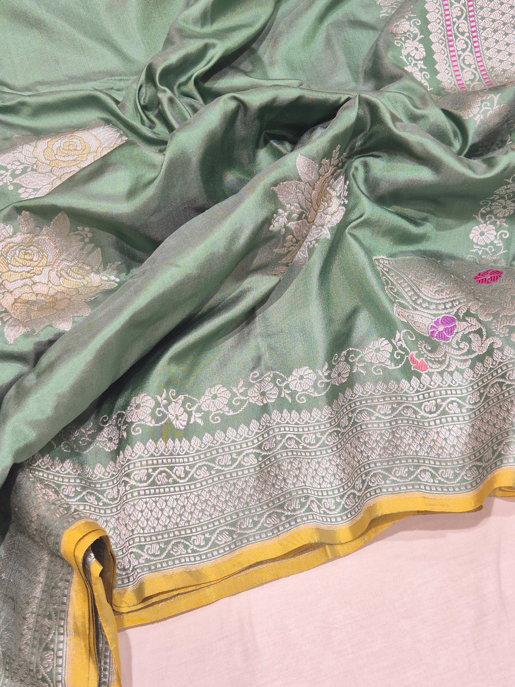 Banarasi Pure Katan Silk Handloom Saree - Green