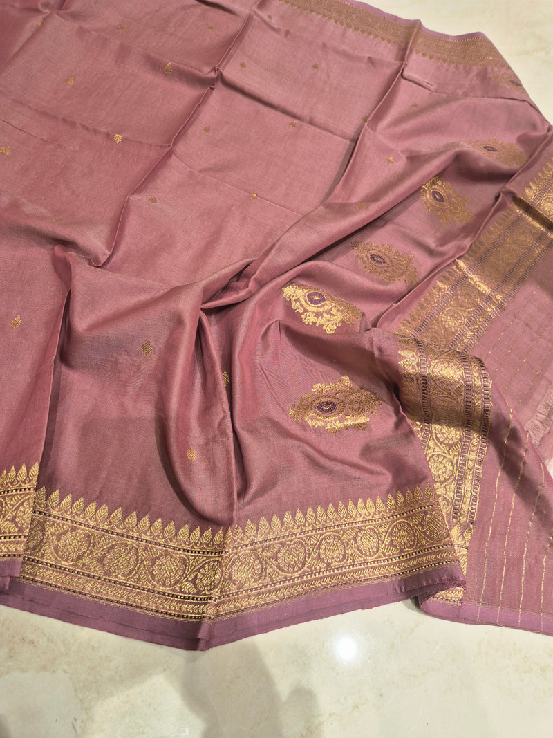Handloom Moonga Silk Dupatta - Mauve