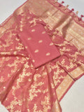 Banarasi Pure Cotton Suit Set - Onion Pink