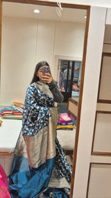 Classic Banarasi Katan Silk Jaal Saree in Forest Green