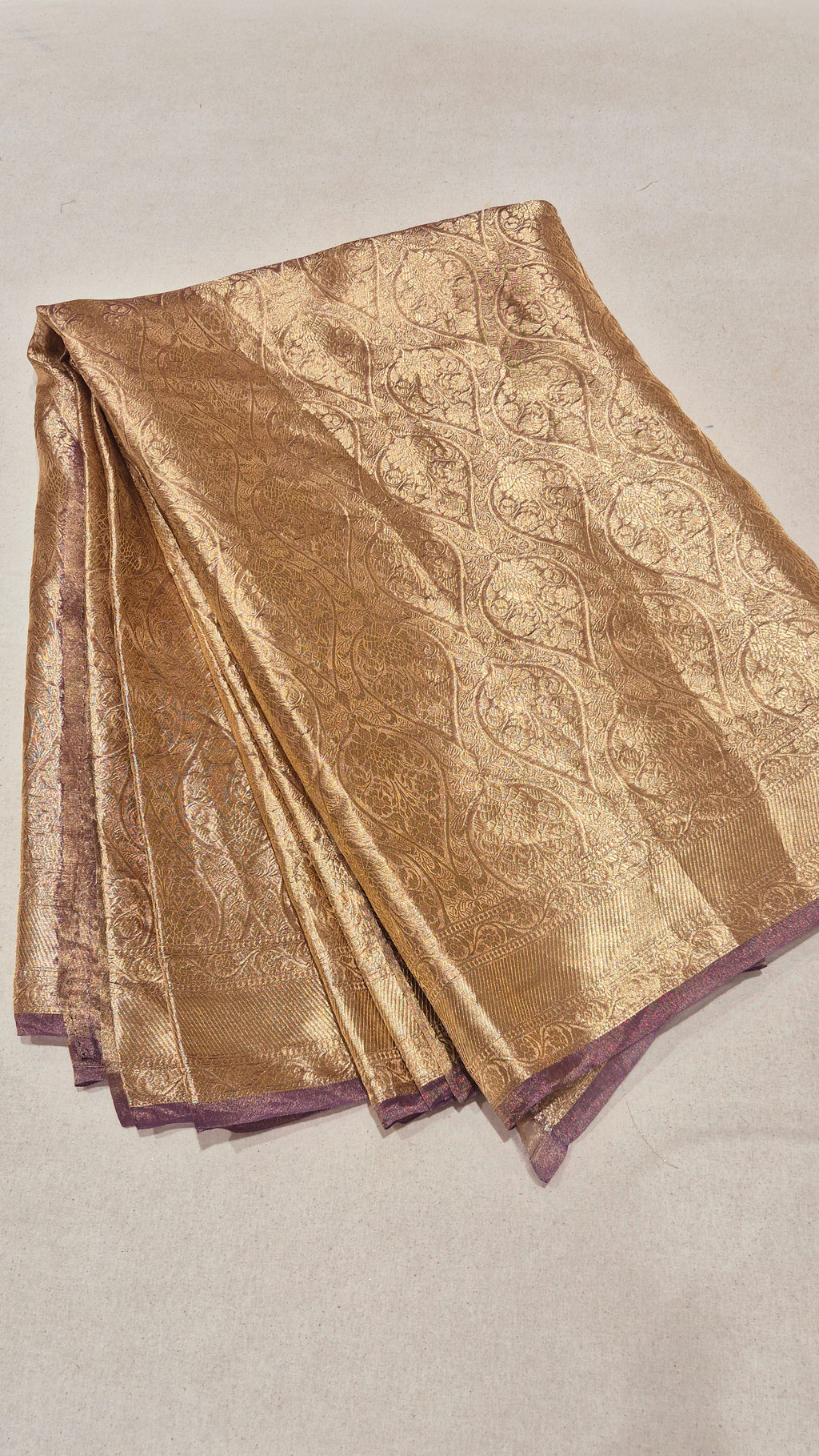 Plum Pure Tissue Silk Handloom Saree with Brocade