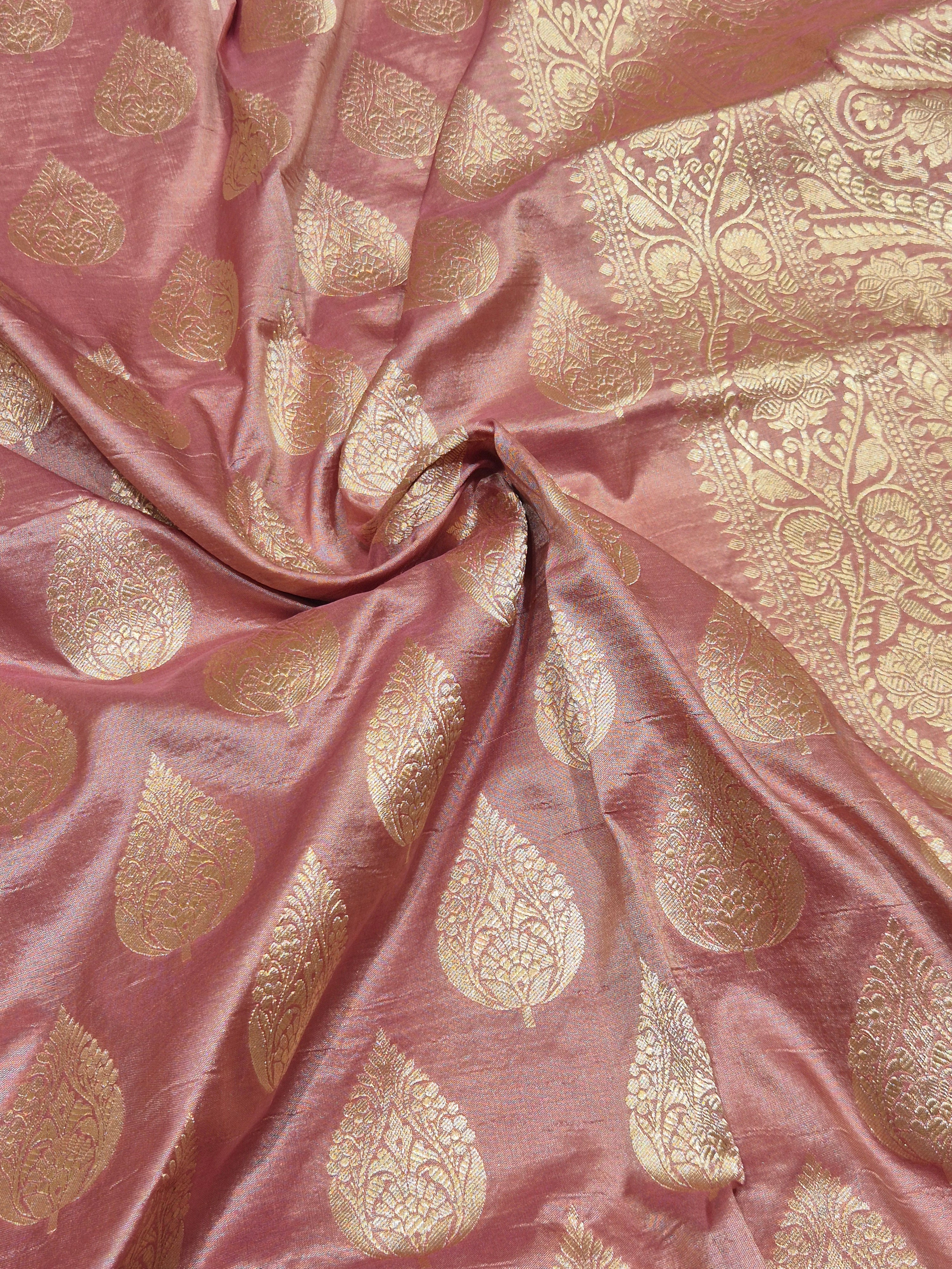 Banarasi Pure Katan Silk Handloom Dupatta - Onion Pink
