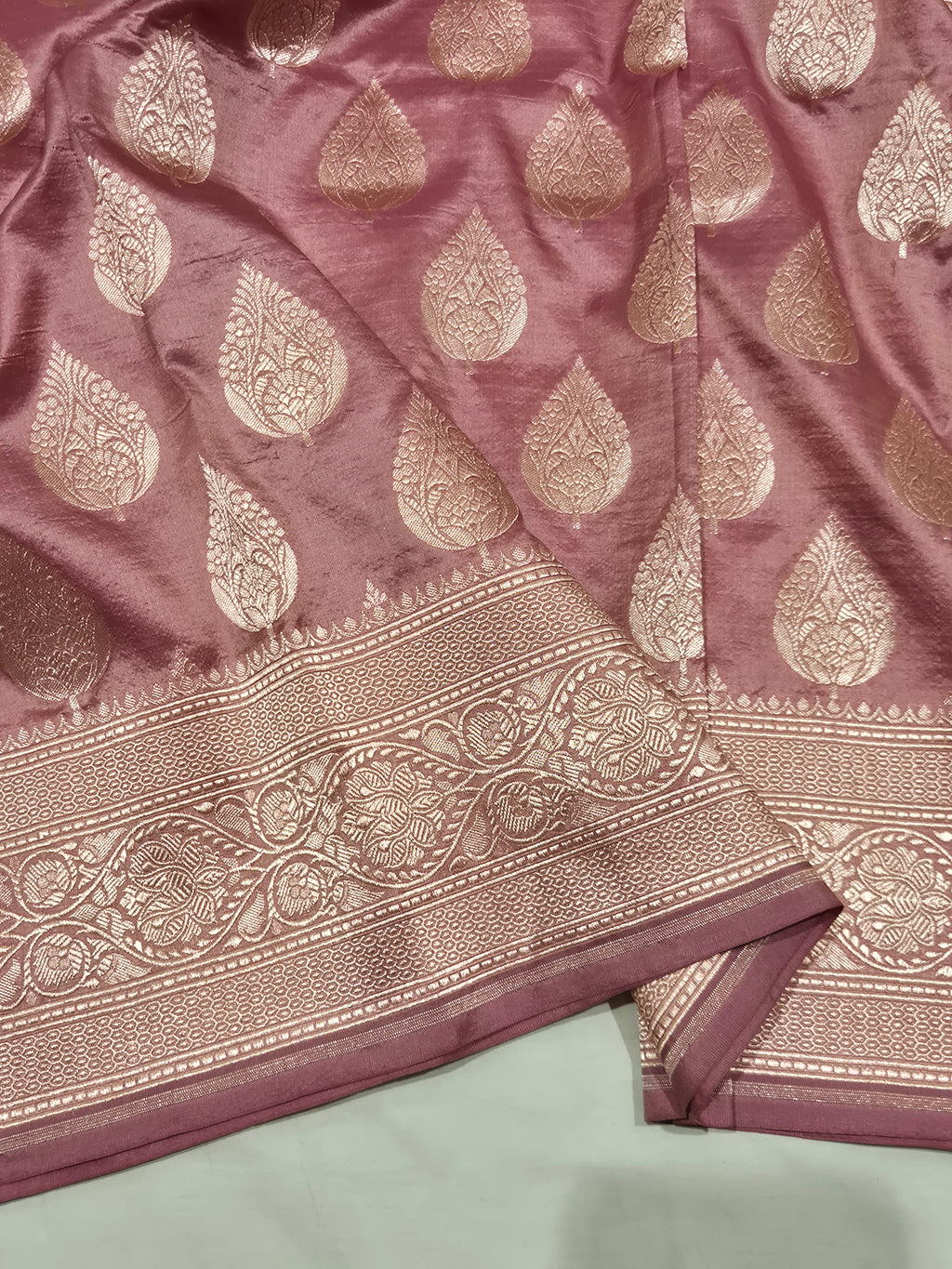 Banarasi Pure Katan Silk Handloom Dupatta - Onion Pink