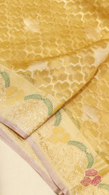 Handloom Kora Silk Saree with Katan Border