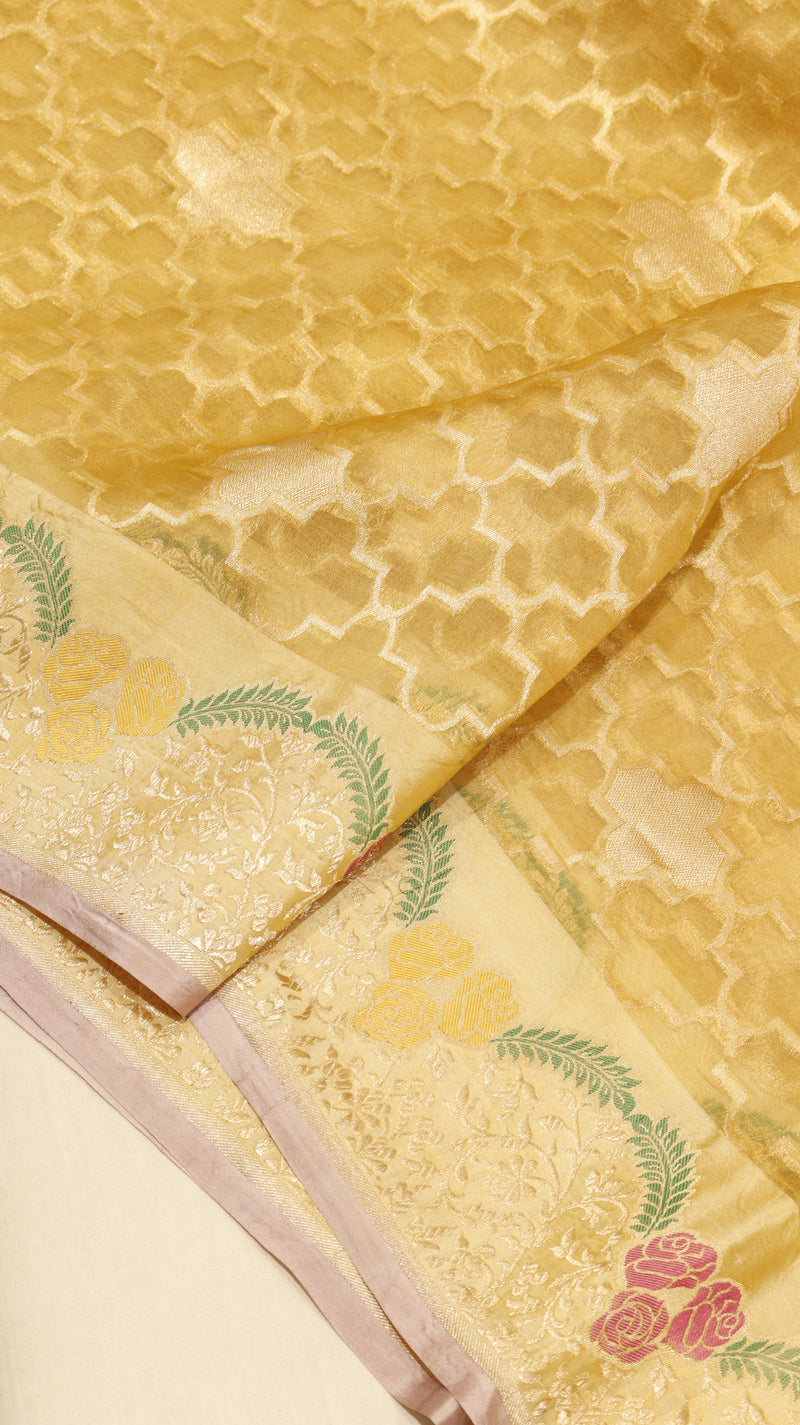 Handloom Kora Silk Saree with Katan Border
