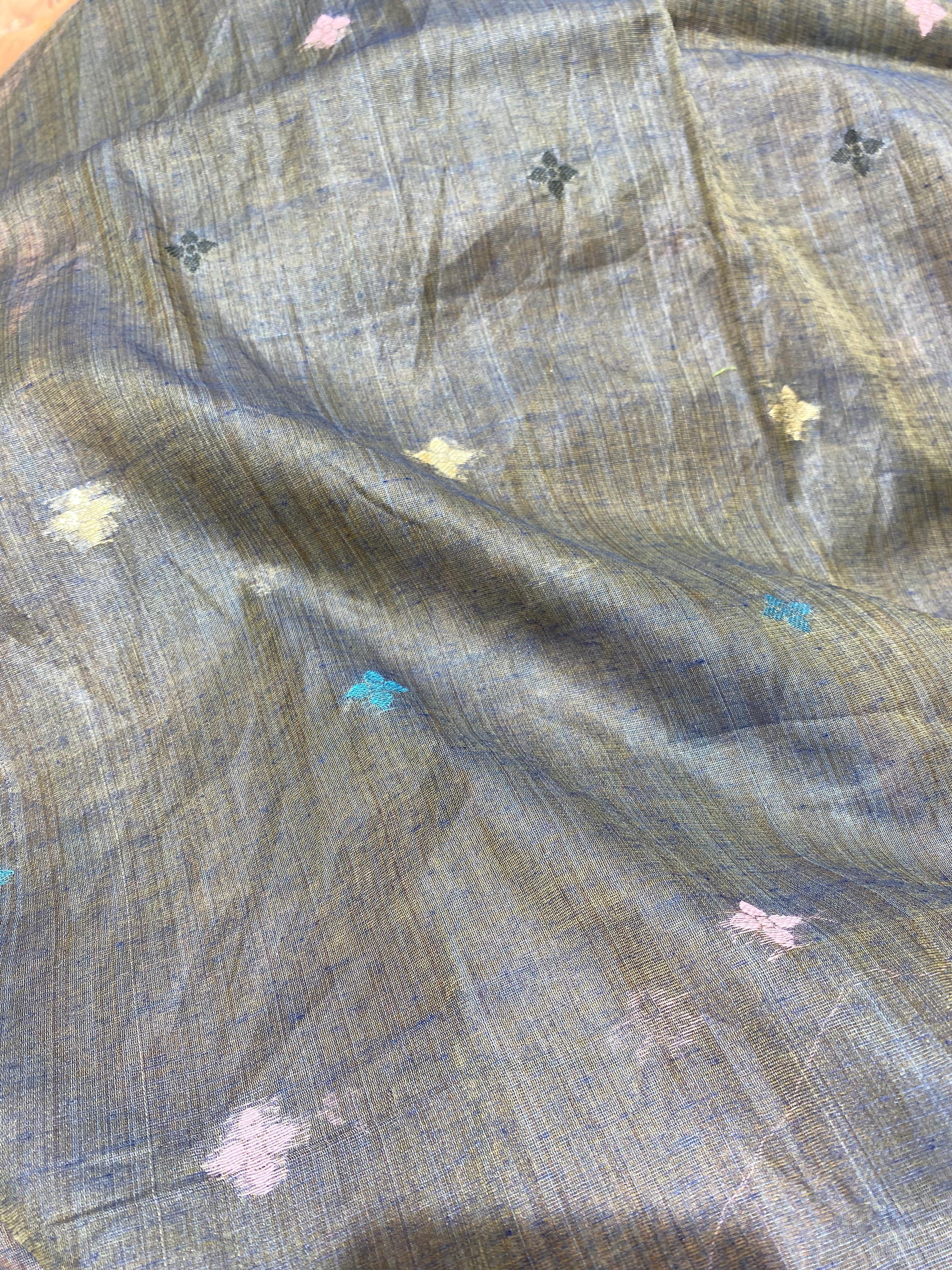 Soft Peach Semi-Muslin Saree