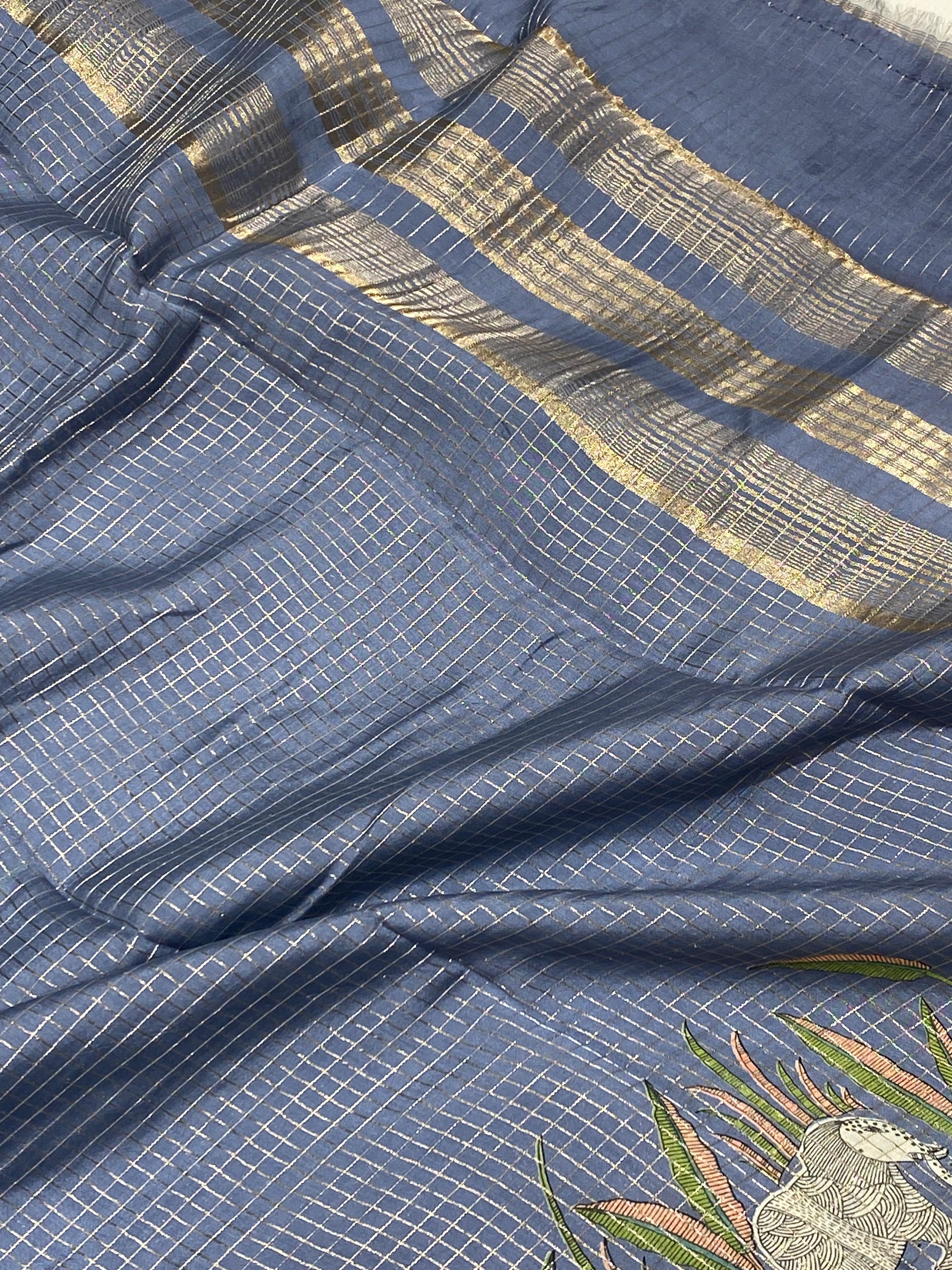Semi Viscose Check Saree