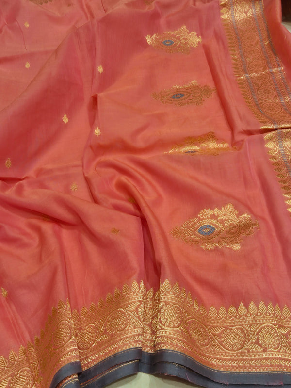 Handloom Moonga Silk Dupatta - Rose Pink
