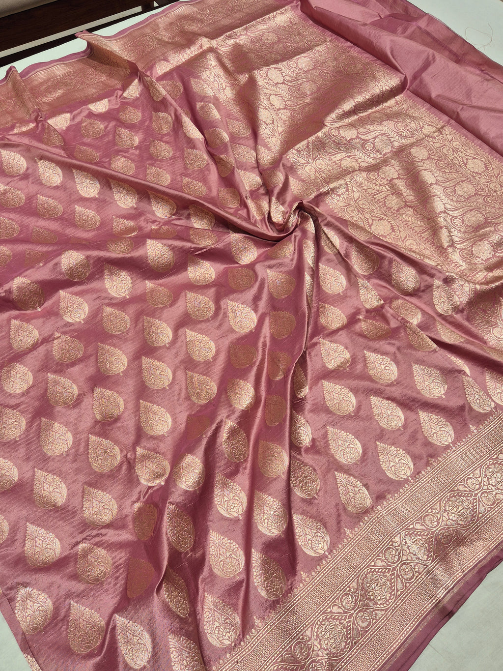 Banarasi Pure Katan Silk Handloom Dupatta - Onion Pink