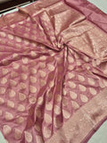 Banarasi Pure Katan Silk Handloom Dupatta - Onion Pink