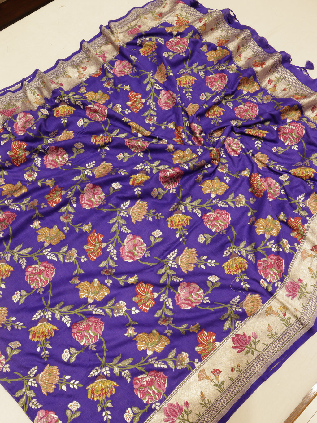 Pink Pure Moonga Silk Handloom Suit Set with Contrast Dupatta