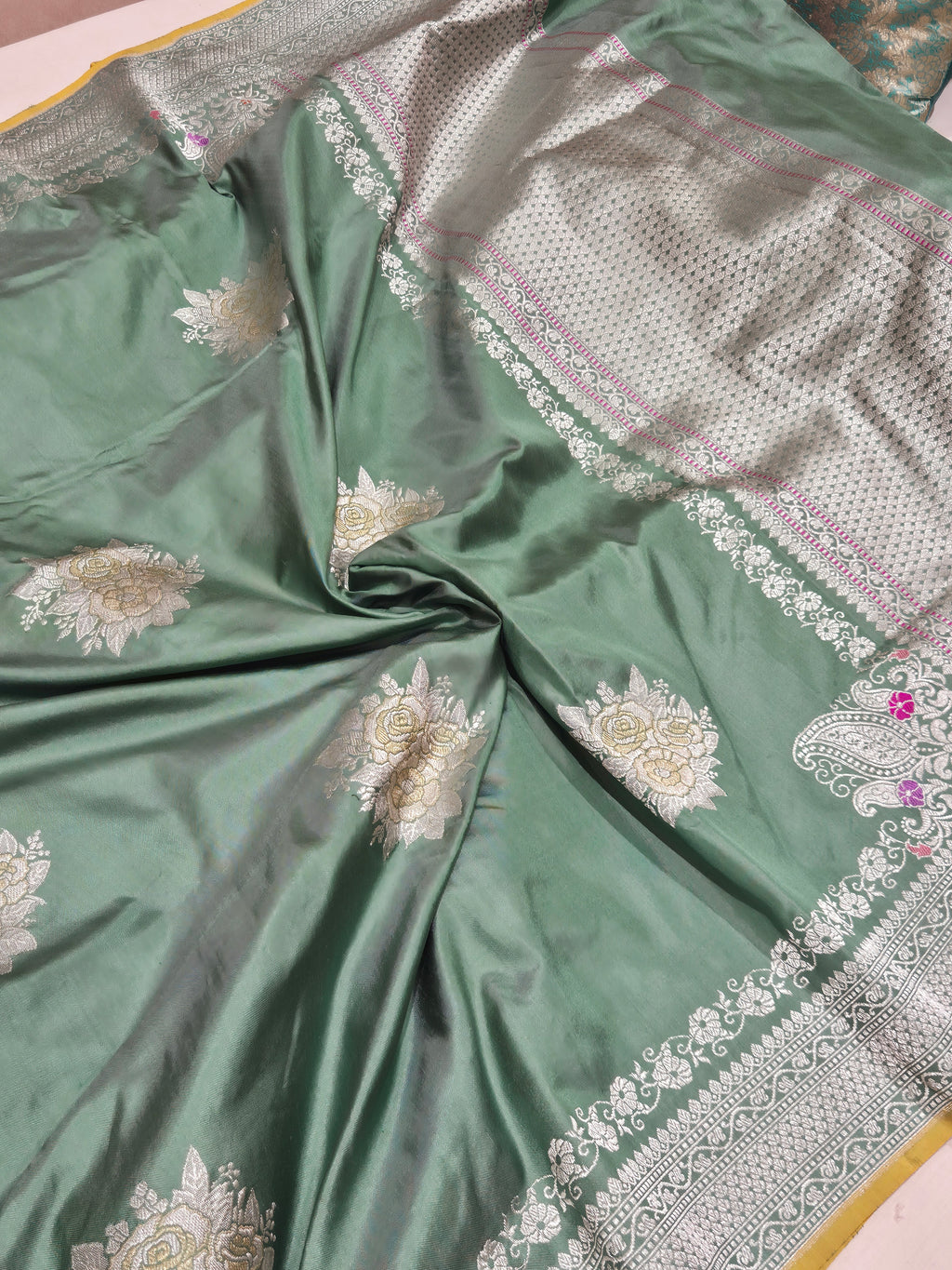 Banarasi Pure Katan Silk Handloom Saree - Green