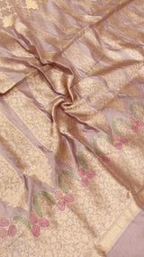Handloom Kora Silk Saree with Katan Border