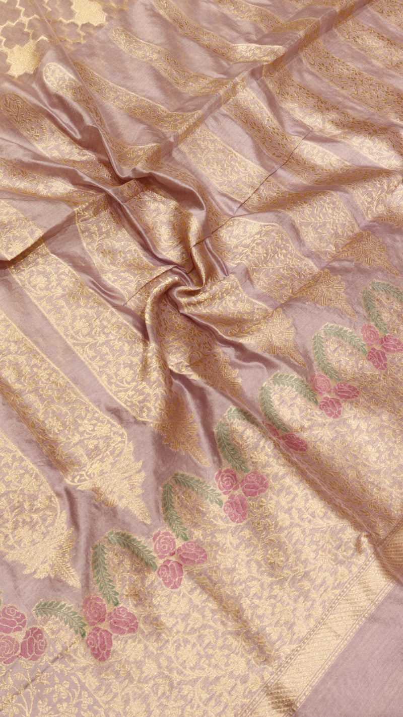 Handloom Kora Silk Saree with Katan Border
