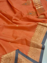 Handloom Moonga Silk Dupatta - Coral