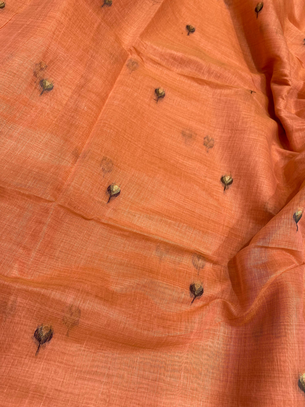 Soft Peach Semi-Muslin Saree
