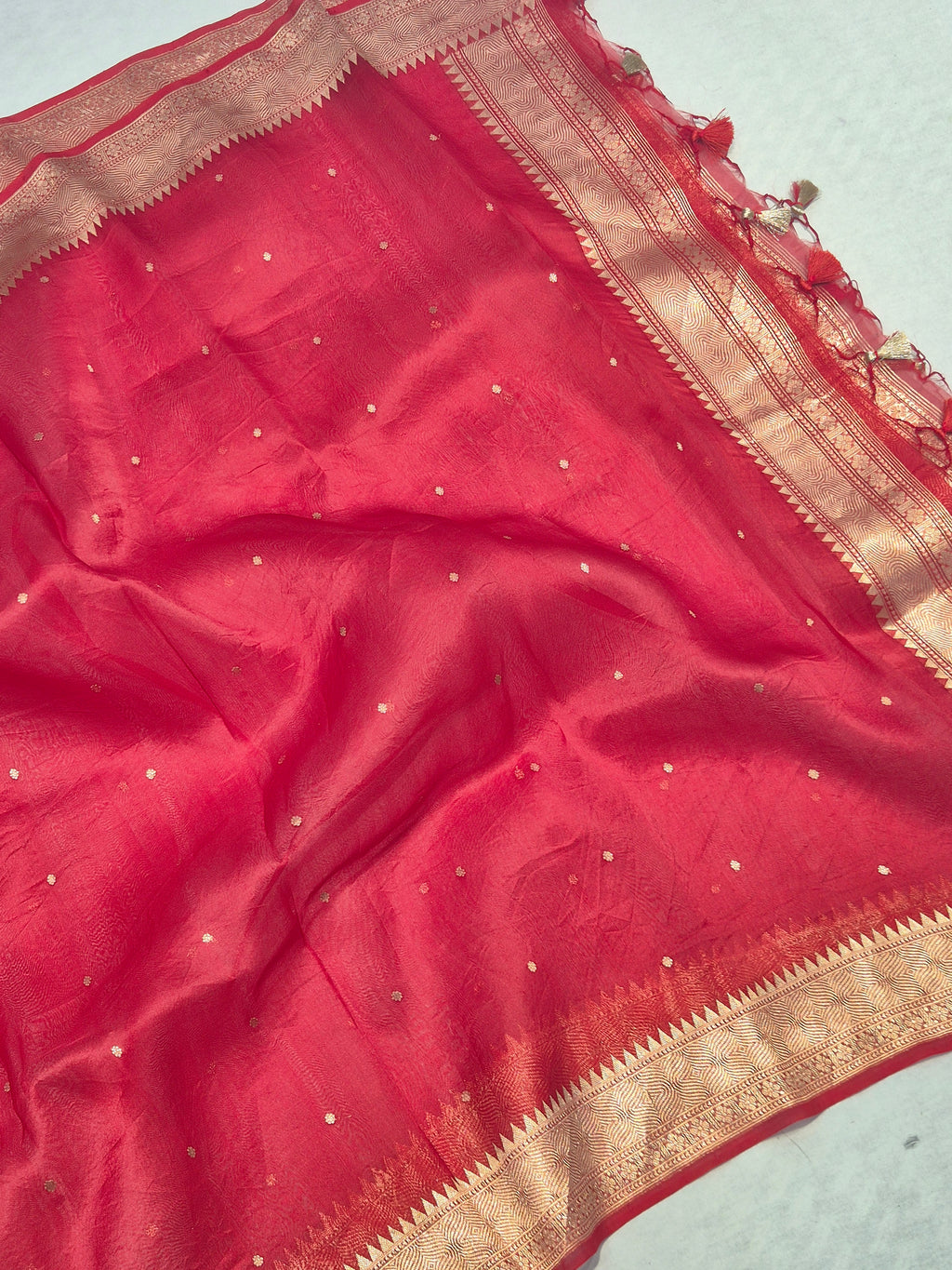 Handloom Pure Soft Katan Silk Suit - Orange