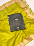 Handloom Pure Soft Katan Silk Suit - Black