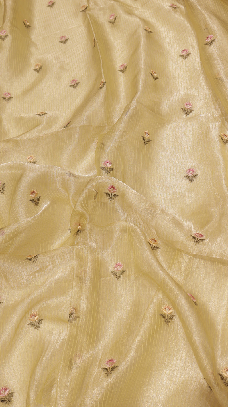 Hand Embroidered Banarasi Tissue Silk Suit