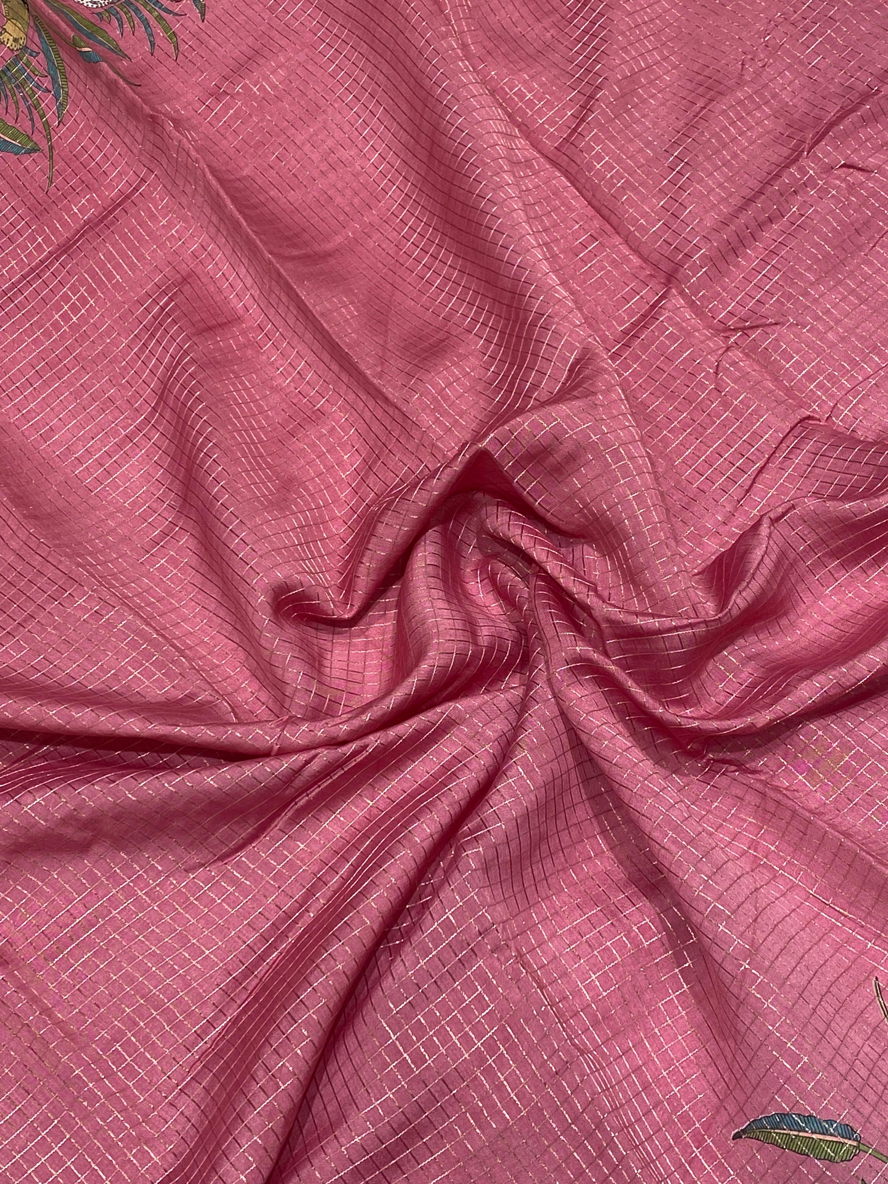Semi Viscose Check Saree
