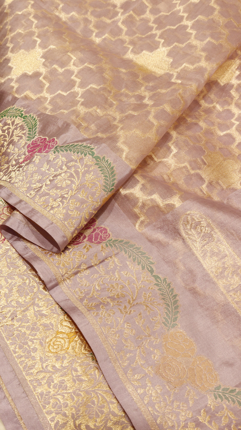 Handloom Kora Silk Saree with Katan Border