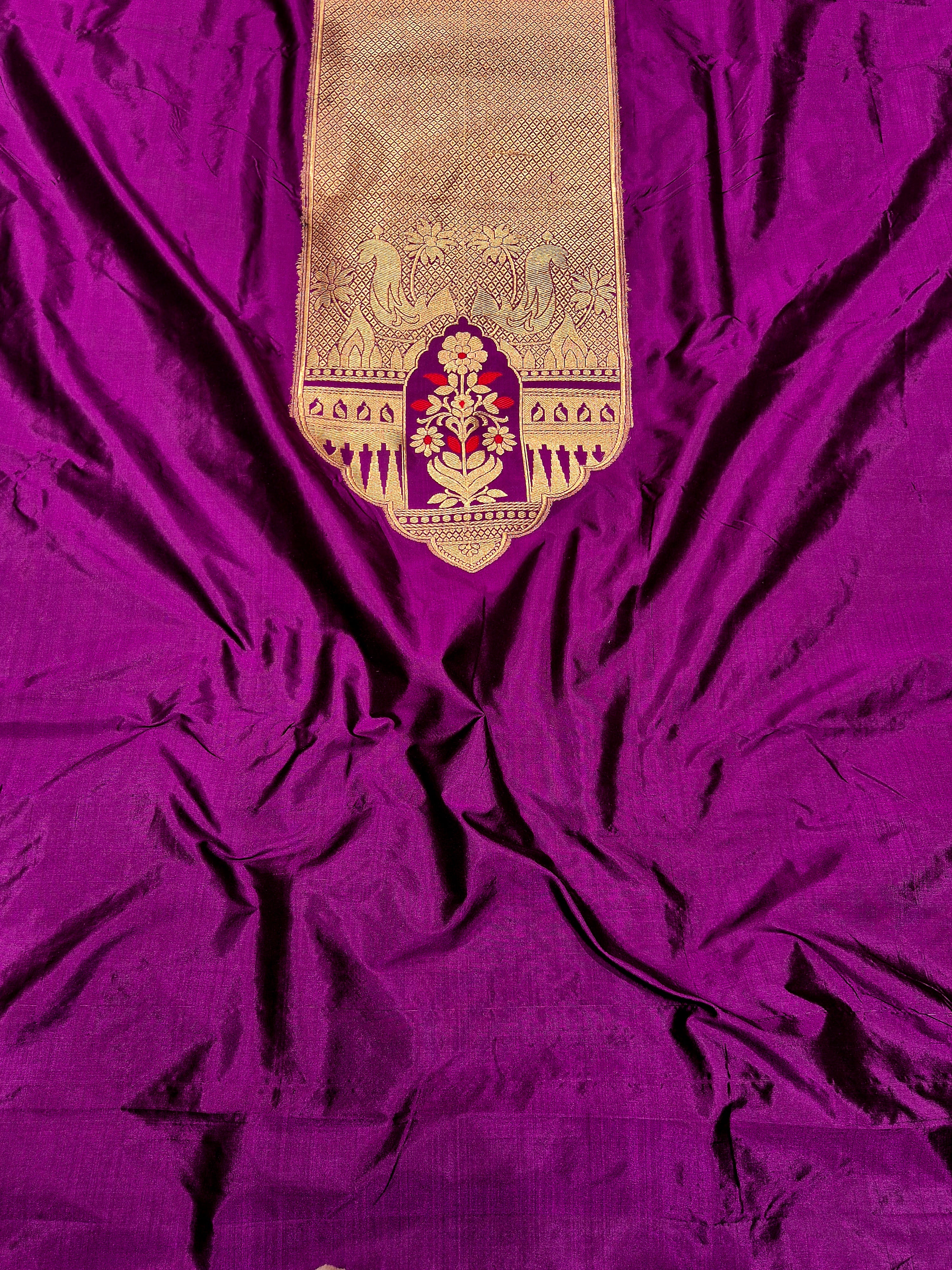 Pure Katan Silk Handloom Cord Set - Magenta Purple