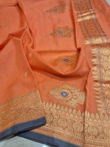 Handloom Moonga Silk Dupatta - Coral