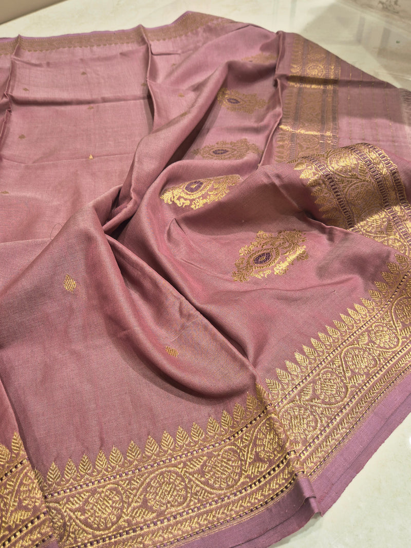 Handloom Moonga Silk Dupatta - Mauve