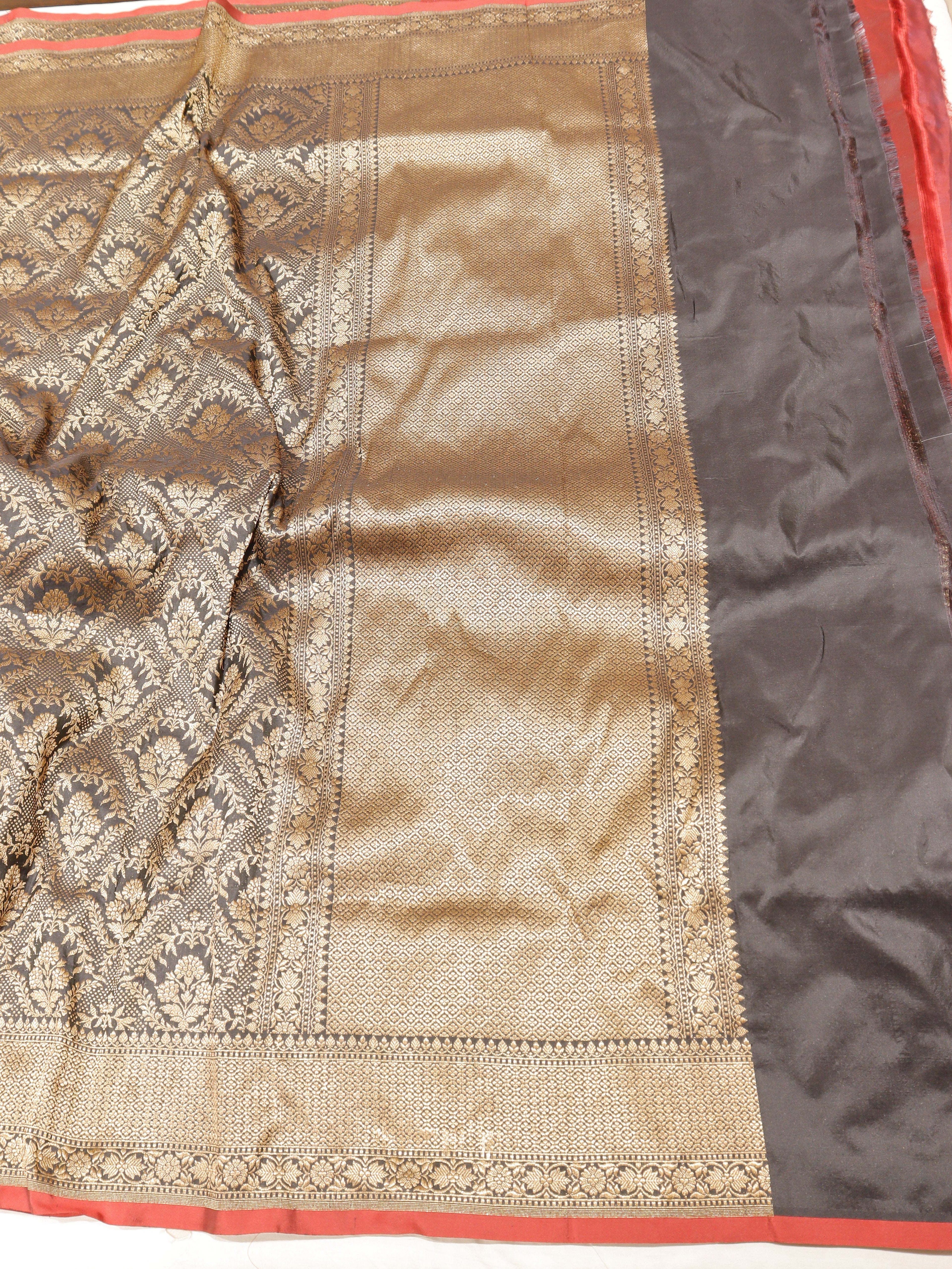 Black Katan Silk Banarasi saree detail 3 – Hikayat Banaras