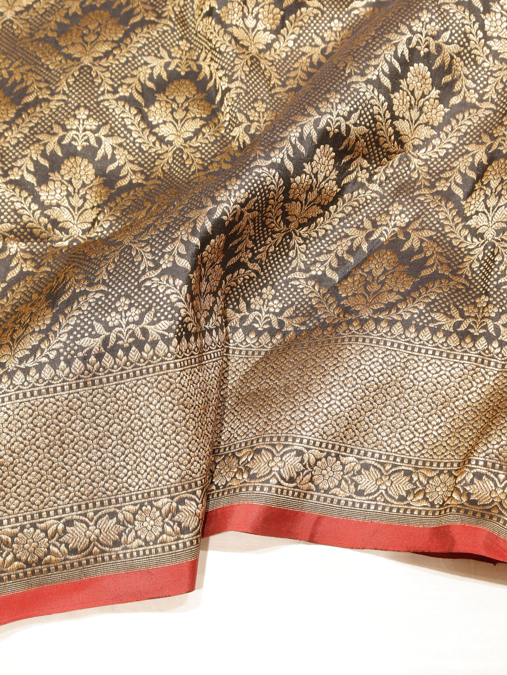 Black Katan Silk Banarasi saree detail 2 – Hikayat Banaras